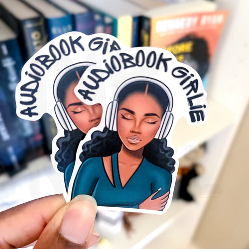 Audiobook Girlie Sticker | Bookish Black Girl Sticker