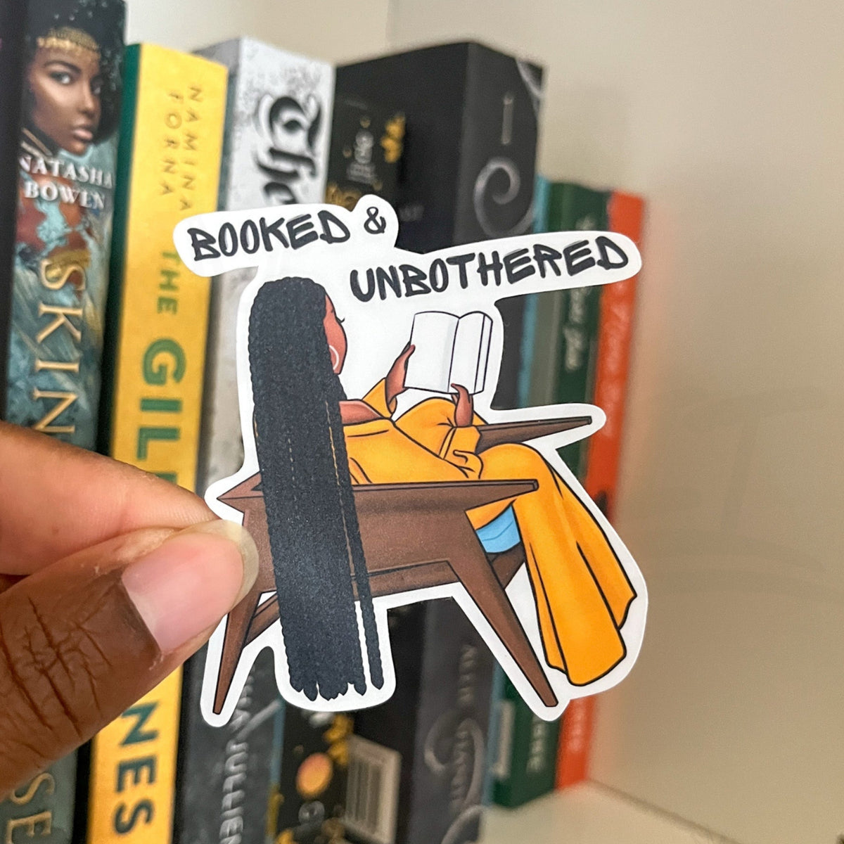 Booked & Unbothered Sticker | Bookish Black Girl Sticker