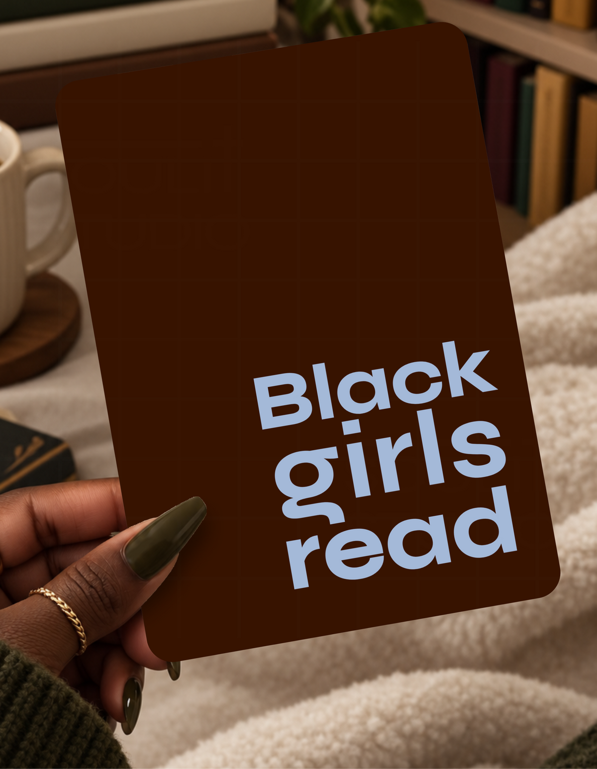 Black Girls Read - Chocolate & Baby Blue | Printable Kindle Insert