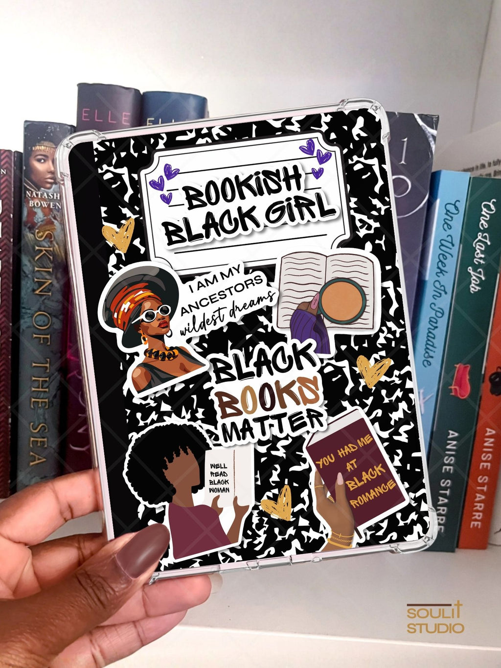 Bookish Black Girl Composition Book | Kindle Insert